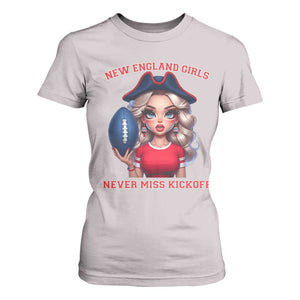 Funny East Coast Football Girl Fan T Shirt For Women NE Girls Never Miss Kickoff TS12 Ice Gray Print Your Wear