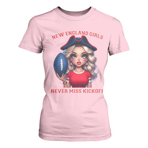 Funny East Coast Football Girl Fan T Shirt For Women NE Girls Never Miss Kickoff TS12 Light Pink Print Your Wear