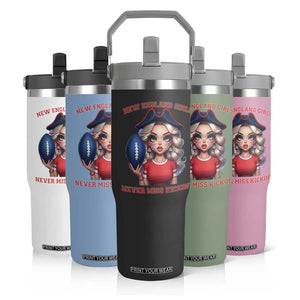 Funny East Coast Football Girl Fan Flip Straw Tumbler NE Girls Never Miss Kickoff TS12 Print Your Wear