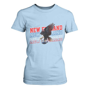 Vintage NE Football Fan T Shirt For Women Game Day Lover Gift TS12 Light Blue Print Your Wear