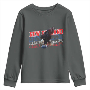 Vintage NE Football Fan Youth Sweatshirt Game Day Lover Gift TS12 Dark Heather Print Your Wear