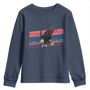 Vintage NE Football Fan Youth Sweatshirt Game Day Lover Gift TS12 Navy Print Your Wear