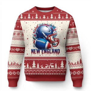 NE Football Spirit Ugly Christmas Sweater Game Day Sports Fan Gift TS12 Beige Red Print Your Wear