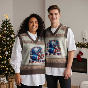 NE Football Spirit V-Neck Knit Sweater Vest Game Day Sports Fan Gift TS12 Mocha Mousse Print Your Wear
