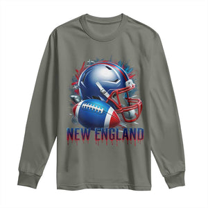 NE Football Spirit Long Sleeve Shirt Game Day Sports Fan Gift TS12 Military Green Print Your Wear