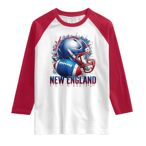 NE Football Spirit Raglan Shirt Game Day Sports Fan Gift TS12 White Red Print Your Wear