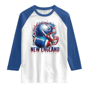 NE Football Spirit Raglan Shirt Game Day Sports Fan Gift TS12 White Royal Print Your Wear