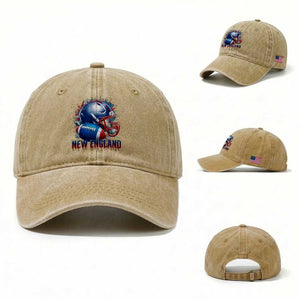 NE Football Spirit Washed Cotton Baseball Cap Game Day Sports Fan Gift TS12 Washed Cap Universal Fit Khaki Print Your Wear