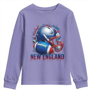 NE Football Spirit Youth Sweatshirt Game Day Sports Fan Gift TS12 Violet Print Your Wear