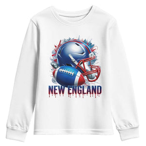 NE Football Spirit Youth Sweatshirt Game Day Sports Fan Gift TS12 White Print Your Wear