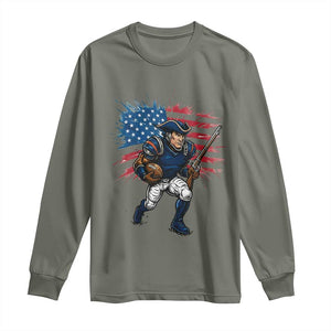 NE Football Fan Supporter Long Sleeve Shirt American Flag Pride Gift TS12 Military Green Print Your Wear