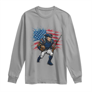 NE Football Fan Supporter Long Sleeve Shirt American Flag Pride Gift TS12 Sport Gray Print Your Wear