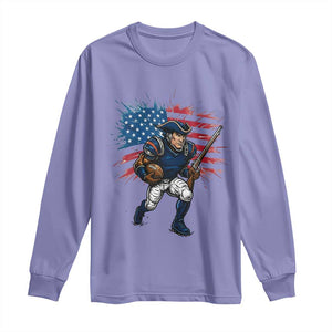 NE Football Fan Supporter Long Sleeve Shirt American Flag Pride Gift TS12 Violet Print Your Wear