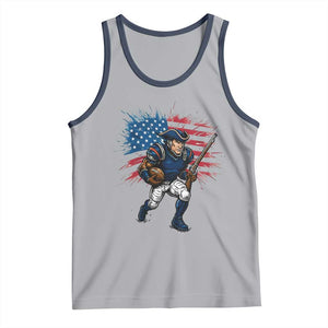 NE Football Fan Supporter Tank Top American Flag Pride Gift TS12 Athletic Heather Navy Print Your Wear