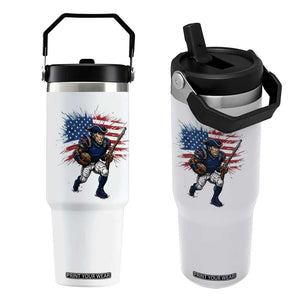 NE Football Fan Supporter Flip Straw Tumbler American Flag Pride Gift TS12 One Size: 30 oz White Print Your Wear