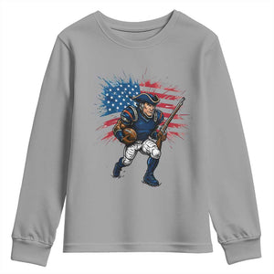 NE Football Fan Supporter Youth Sweatshirt American Flag Pride Gift TS12 Sport Gray Print Your Wear