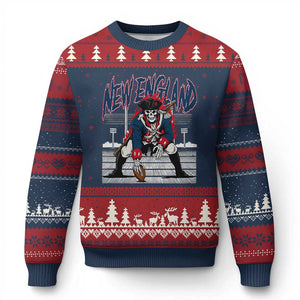 Gothic Skeleton Ugly Christmas Sweater NE Football Lover Gift TS12 Navy Red Print Your Wear