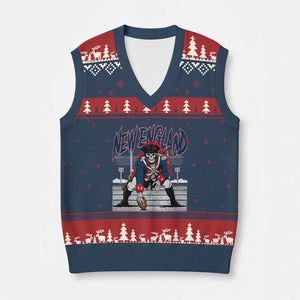 Gothic Skeleton V-Neck Knit Sweater Vest NE Football Lover Gift TS12 Navy Red Print Your Wear