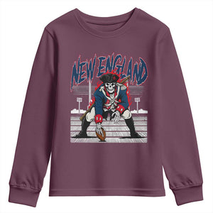 Gothic Skeleton Youth Sweatshirt NE Football Lover Gift TS12 Maroon Print Your Wear