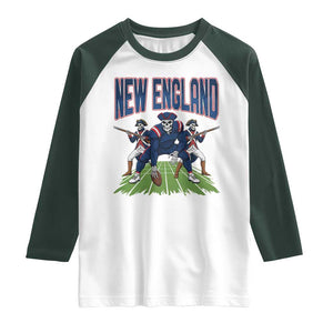 NE Gothic Skeleton Raglan Shirt Football Lover Gift TS12 White Dark Forest Green Print Your Wear