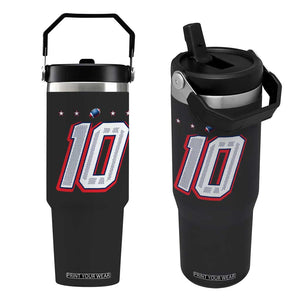 Football Quarterback Number 10 Flip Straw Tumbler Sport Lover Gift For NEF TS12 One Size: 30 oz Black Print Your Wear
