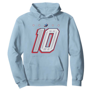 Football Quarterback Number 10 Hoodie Sport Lover Gift For NEF TS12 Light Blue Print Your Wear