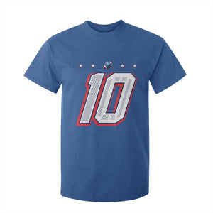 Football Quarterback Number 10 T Shirt For Kid Sport Lover Gift For NEF TS12 Royal Blue Print Your Wear