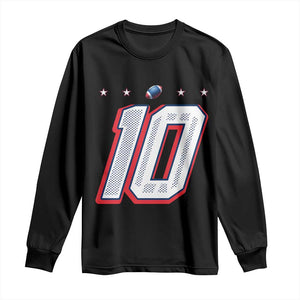 Football Quarterback Number 10 Long Sleeve Shirt Sport Lover Gift For New England Fan TS12 Black Print Your Wear