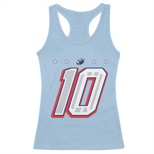 Football Quarterback Number 10 Racerback Tank Top Sport Lover Gift For NEF TS12 Light Blue Print Your Wear
