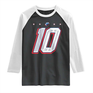 Football Quarterback Number 10 Raglan Shirt Sport Lover Gift For NEF TS12 Black White Print Your Wear