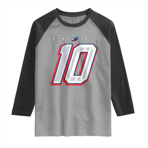 Football Quarterback Number 10 Raglan Shirt Sport Lover Gift For NEF TS12 Sport Gray Black Print Your Wear