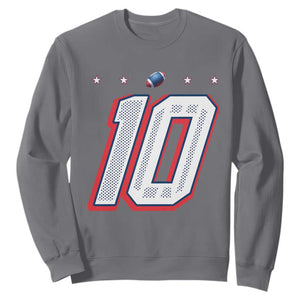 Football Quarterback Number 10 Sweatshirt Sport Lover Gift For New England Fan TS12 Charcoal Print Your Wear