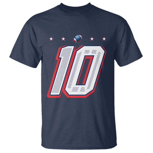 Football Quarterback Number 10 T Shirt Sport Lover Gift For NEF TS12 Navy Print Your Wear