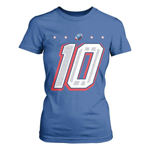 Football Quarterback Number 10 T Shirt For Women Sport Lover Gift For NEF TS12 Royal Blue Print Your Wear
