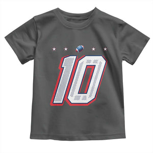 Football Quarterback Number 10 Toddler T Shirt Sport Lover Gift For NEF TS12 Dark Heather Print Your Wear