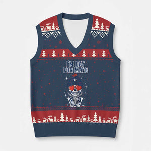 I Am Gay For Maye V-Neck Knit Sweater Vest Funny QB Football Fan Gift TS12 Navy Red Print Your Wear