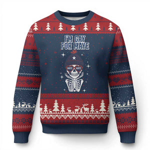I Am Gay For Maye Ugly Christmas Sweater Funny QB Sport Fan TS12 Navy Red Print Your Wear