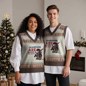 Champions Are Maye'd In New England V-Neck Knit Sweater Vest Funny QB Football Fan TS12 Mocha Mousse Print Your Wear