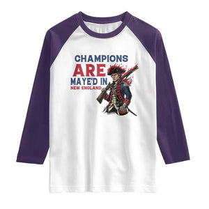 Champions Are Maye'd In NE Raglan Shirt Funny QB Sport Fan TS12 White Purple Print Your Wear