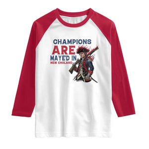 Champions Are Maye'd In NE Raglan Shirt Funny QB Sport Fan TS12 White Red Print Your Wear