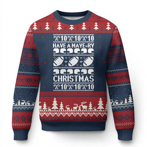 Have A Maye Ry Christmas Ugly Christmas Sweater Funny Football Lover Xmas Gift TS12 Navy Red Print Your Wear