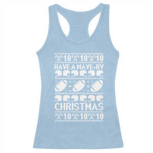 Have A Maye Ry Christmas Racerback Tank Top Funny Football Lover Xmas Gift TS12 Light Blue Print Your Wear