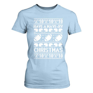 Have A Maye Ry Christmas T Shirt For Women Funny Football Lover Xmas Gift TS12 Light Blue Print Your Wear