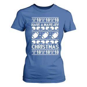Have A Maye Ry Christmas T Shirt For Women Funny Football Lover Xmas Gift TS12 Royal Blue Print Your Wear