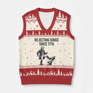 Rejecting Kings Since 1776 V-Neck Knit Sweater Vest Funny George Washington TS12 Beige Red Print Your Wear