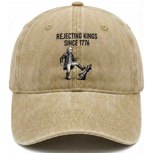 Rejecting Kings Since 1776 Washed Cotton Baseball Cap Funny George Washington TS12 Washed Cap Universal Fit Khaki Print Your Wear
