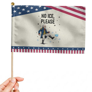 Funny George Washington Patriotic Handheld Flag No Ice Please TS12 Modern 8.2" × 5.5" Beige Blue Print Your Wear