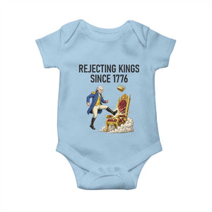 Funny George Washington Protest Baby Onesie Rejecting Kings Since 1776 TS12 Light Blue Print Your Wear