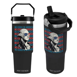 Funny George Washington Protest Flip Straw Tumbler No Kings In America TS12 One Size: 30 oz Black Print Your Wear