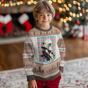 Funny George Washington Protest Ugly Christmas Sweater No Kings In America TS12 Mocha Mousse Print Your Wear